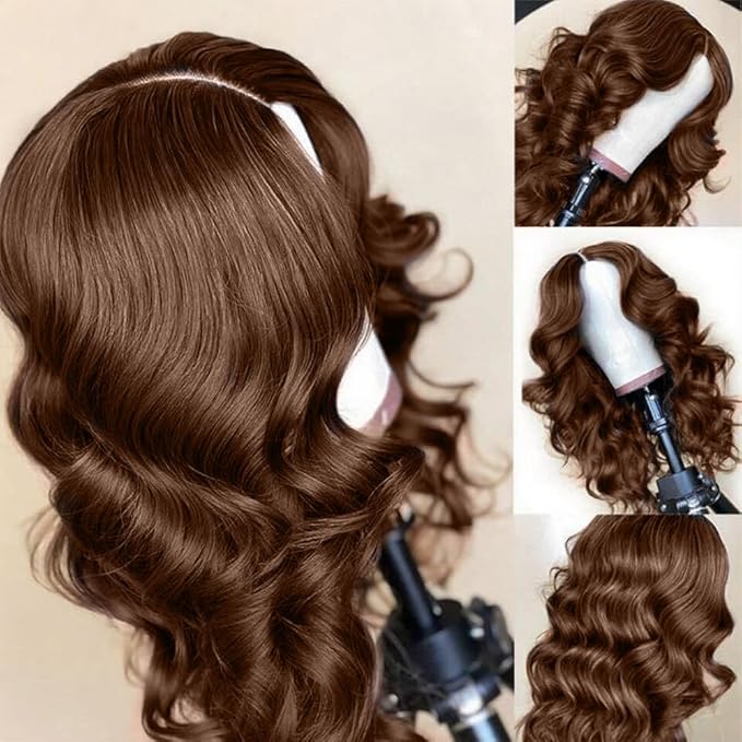 2X6 SKINLIKE HD Lace Closure Wigs Human Hair, Chocolate Brown Lace Front Wig, Body Wave Human Hair Wig Pre-Plucked Bleached Knots 250% Density HD Lace Closure Wigs 28 Inch