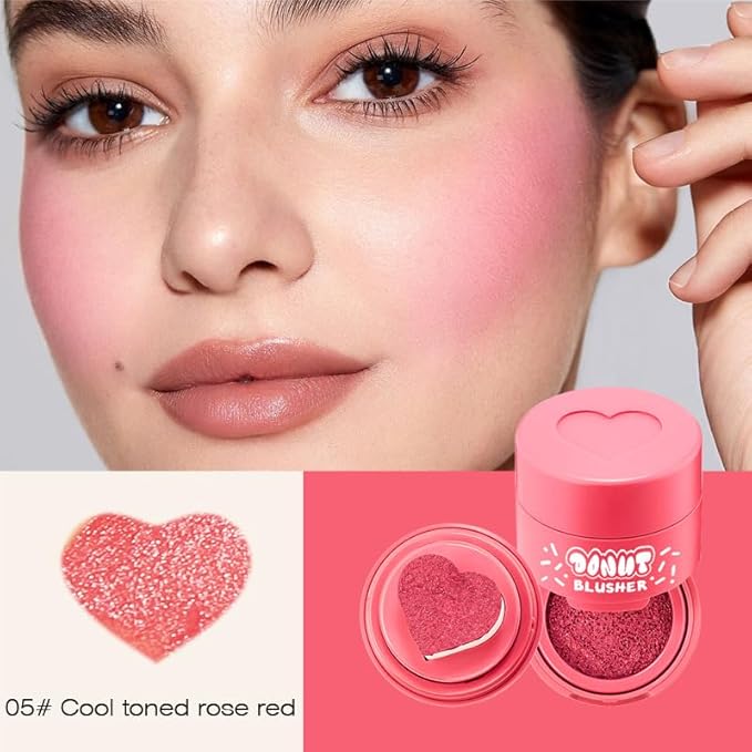 Stamp Liquid Blush Stamp Blush with Heart Shaped Applicator Natural Long Lasting Blush, Light and Airy Makeup for Women (5)