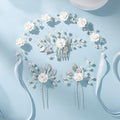 Wedding Hair Accessories Hair pieces Set Crystal bridal hair pins Rhinestone Pearl Hair comb Brides and Bridesmaids, Girls, Women(（4PCS/SET SILVERY)