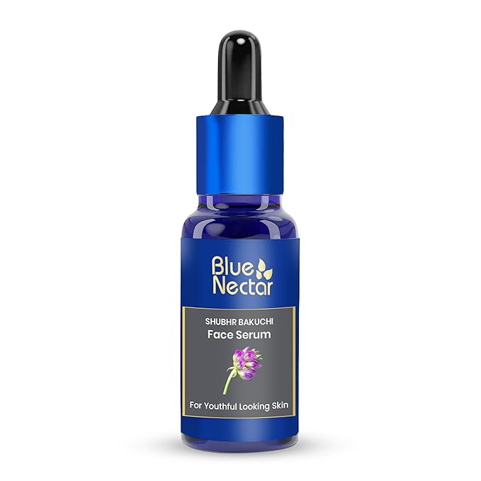 Blue Nectar Bakuchiol Serum for Face with Babchi Oil Extract | Ayurveda Retinol Free Serum for Aging Skin | Oil Free Face Moisturizer for Women & Men (10 Herbs, 1 Fl Oz)