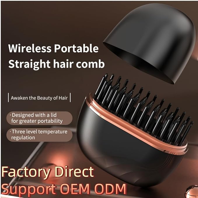 Mini Straightener - 3-Speed Temperature Control Rechargeable Hair Straightener Brush,Anti Scald Shell，Lightweight Portable Heatable Home Travel Gifts (1)
