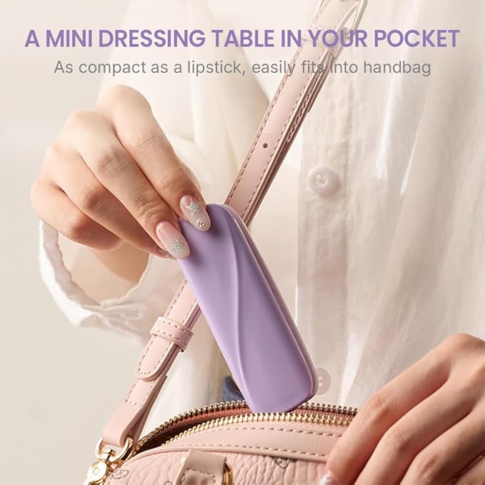 4 Pcs Foldable Travel Hair Brush, Compact and Lightweight with Mirror, Self-Cleaning Design, Mini Hair Detangle Comb with Soft Bristles, Small Pocket Brush for Purse