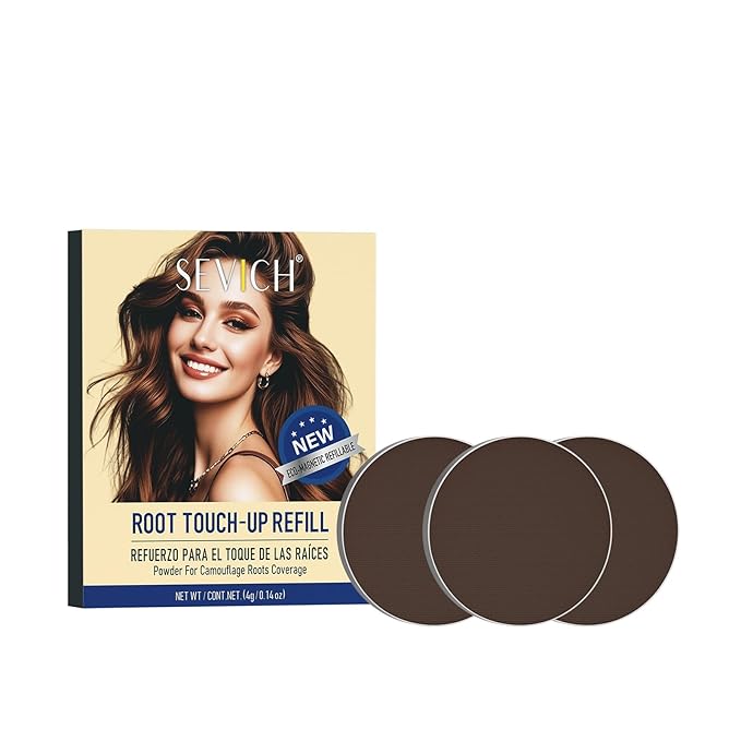 SEVICH Magnetic Replaceable Hairline Powder, Refill Pack 3 Pcs- Interhair Concealer, Environmentally Friendly Replacement, Waterproof and Sweatproof, Long lasting Coverage (Med Brown)