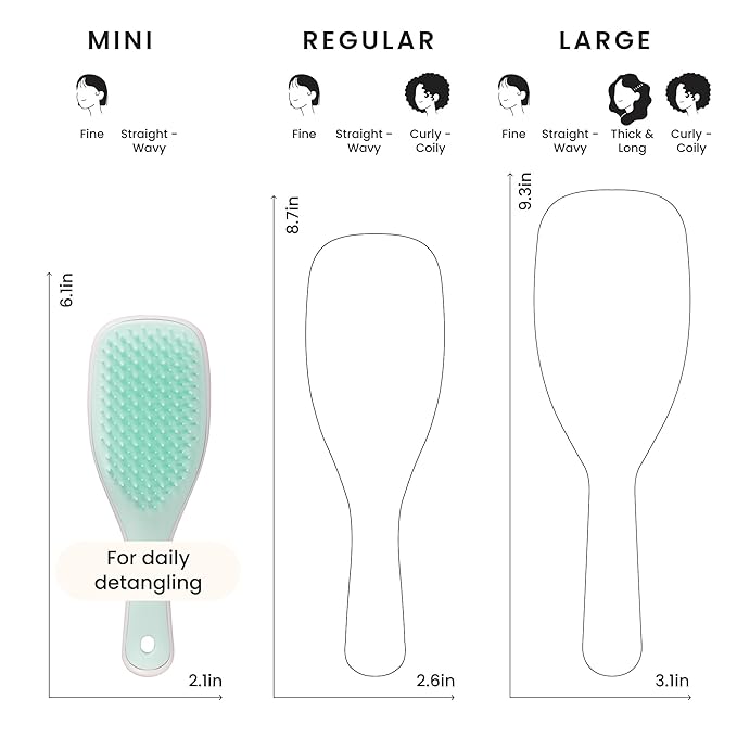 Tangle Teezer Ultimate Detangler Hairbrush, Eliminates Knots & Reduces Breakage, Mini Hair Brush for Travel, Small Hands & All Hair Types, Marshmallow Pink & Mint