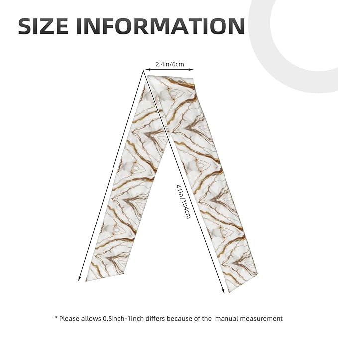 Men Women Fashion Sports Sweat Band Hair Accessories for Sports Workout Shower, Long Multifunction Gold White Marble Art Head Ribbon Headwear