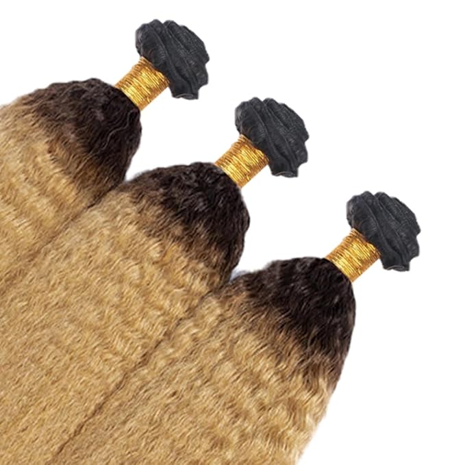 30 32 34 Inch Ombre Kinky Straight Bundles Human Hair 1B27 Bundles Niegmeag Hair 2 Tone Black and Blonde Bundle Peruvian Unprocessed Virgin Remy Hair Extensions