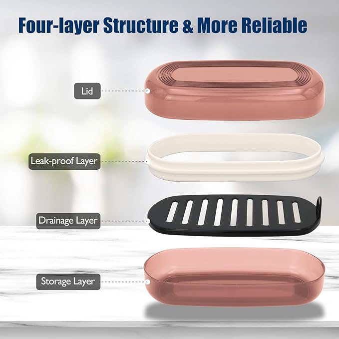 Shampoo Bar Holder, Large Soap Holder for 5 oz/10 oz Oversized Bars, Durable & Versatile Storage Soap Container with Drainage Layer (1 Pack, Red Style A-Large)