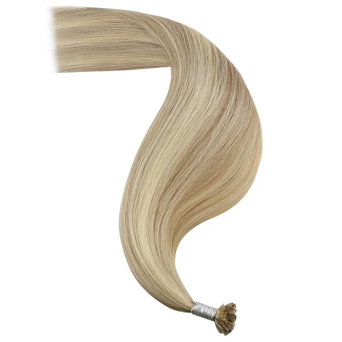 YoungSee U Tip Hair Extensions Blonde Highlight Remy Human Hair Utips Extensions Blonde U Tips Hair Extension Human Hair Highlight Ktip Hair Extension for Women Hot Fusion 20In 1G/S 50G