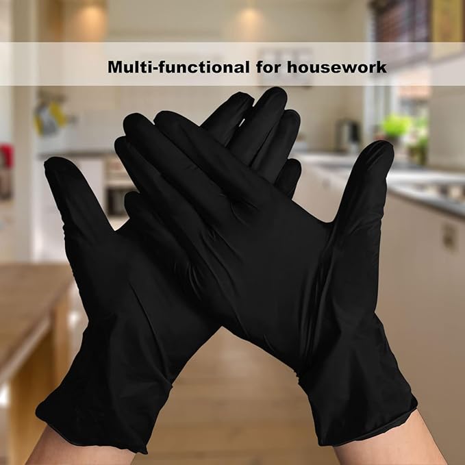 Disposable Gloves Extra Large, Nitrile and Vinyl Blend Material Gloves, Latex Free, 4 Mil,1000 Pc. Food Grade Glove for Cleaning, Food Prep, Hair Dye, Tattoo, Black