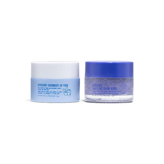 W7 Sweet Dreams Lip Scrub & Overnight Lip Mask Duo - 2Pcs Set - Blueberry Flavour - Exfoliate, Condition, Soothe & Hydrate