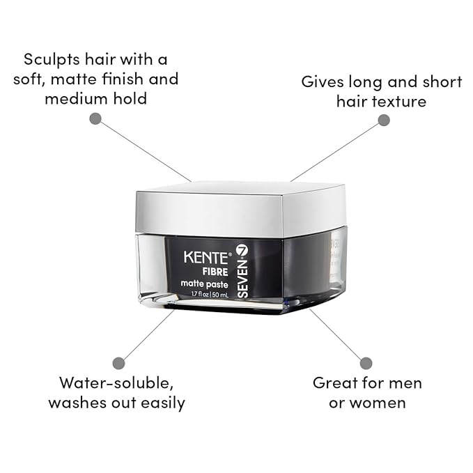 SEVEN Kente Fibre Matte Hair Paste, Sculpting & Styling for Women & Men, High Hold, Natural Finish, Texture & Shape, Hair Clay & Wax Alternative, 1.7 fl. oz.