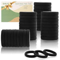 100PCS Black Hair Ties for Women, Seamless Cotton Hair Bands, No Crease No Damage Hair Tie for Thick Thin Hair, Soft Ponytail Holders Hair Accessories for Girls, Chirstmas Gifts