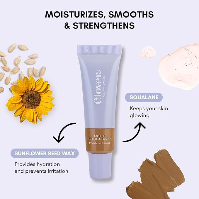 Clover Skin Is In Serum Foundation | Hydrating Face Serum, Lightweight Foundation, Cruelty-Free & Vegan | With Squalane And Sunflower Seed Wax | 30 ml - Shade 09 (Medium-Dark)