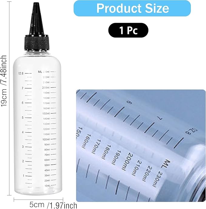 1 Pc Transparent Refillable Bottle for Hair Oil, Hair Oil Container for Scalp,Applicator Squirt Bottles for Liquids,16.9oz 500ml Plastic Squeeze Bottles With Clear Graduated Scale and Twist Top Cap