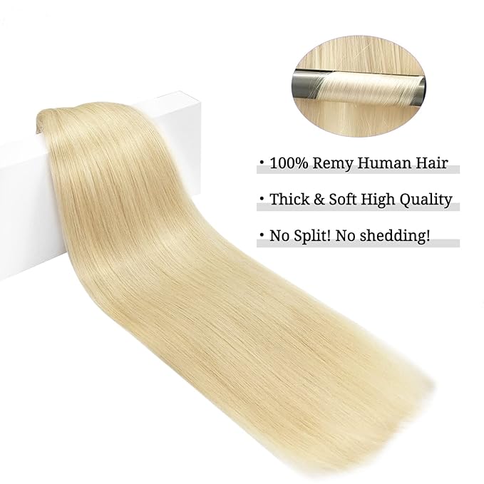 DOORES Clip in Hair Extensions Bleach Blonde 100g 7pcs 14 Inch Real Human Hair Extensions Straight Natural Remy Weft