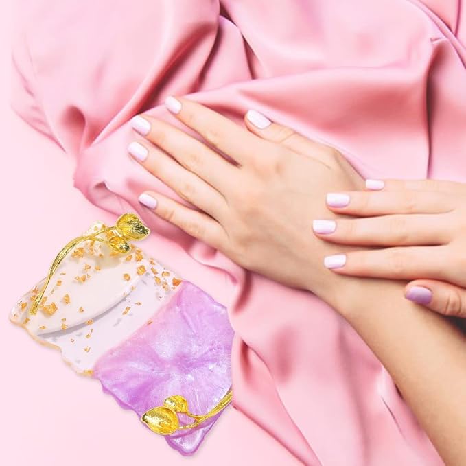 Resin Nail Art Palette, Nail Art Painting Palettes with Nail Palette Stirring Rod Gold Edge Nail Holder Nail Art Display Board Fashion Delicate Nail Tool Accessories, Type 4