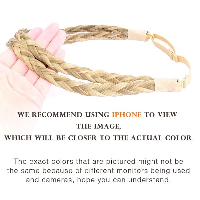 DIGUAN Double Three Strand Synthetic Hair Braided Headband Hairpiece Extension Women Girl Beauty accessory (Buttered Toast)