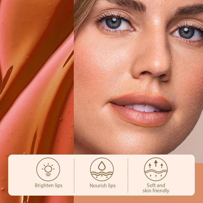 Peel Off Matte Liquid Lip Gloss Stain-Lip Liner with Tweezer, Orange BrownPeel Off Lip Stain, Long Lasting & Waterproof Lipstick Tattoo, Transfer-Proof Lip Gloss for All Skin Types (01#, 1Pcs)