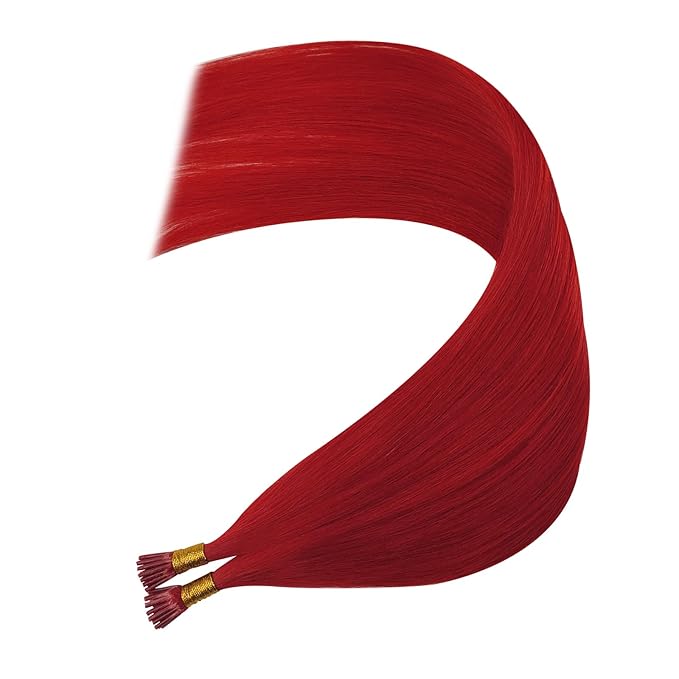 YoungSee Itip Human Hair Extensions Red Itip Hair Extensions Real Human Hair Red 14Inch 40s Tip Hair Extension Cold Fusion Hair Extension Colored for Party Highlights