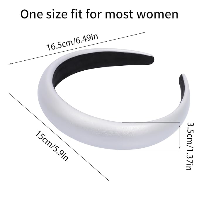 Sliver Wide Headband for Women Soft Leather Padded Headband Fashion Dressy Head Band High Elastic Comfortable Hairband Hair Accessories for Womens Hair
