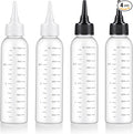 4 Pcs Hair Bottle Applicator,Plastic Hair Color Bottle,Hairs Dye Bottles with Clear Graduated Scale Twist-On Top Tip Cap, for Scalp Root Dye Container(2 color)