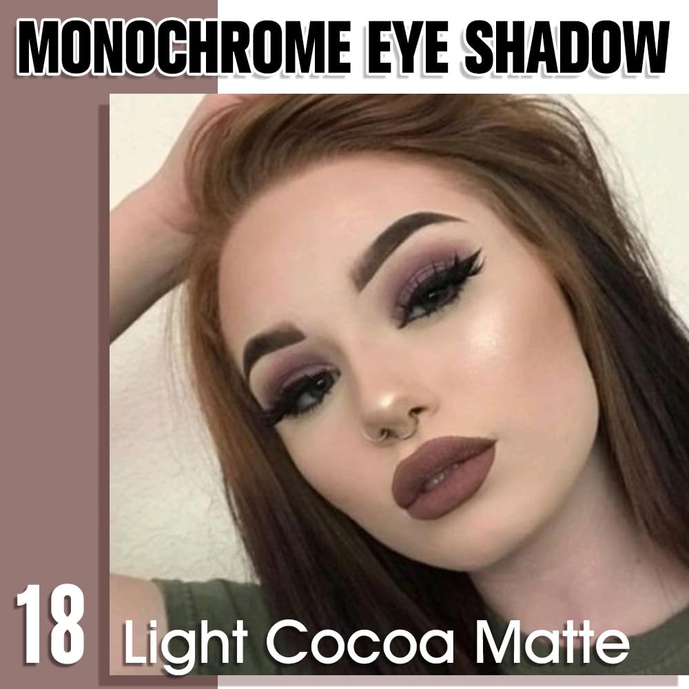 Single Matte Eye Shadow Palette Makeup, Light Cocoa Matte Eyeshadow for Women, Monochrome Eye Shadow Makeup, Pigmented Waterproof Sombras Para Ojos, Vegan, Talc, Paraben & Cruelty Free, 18