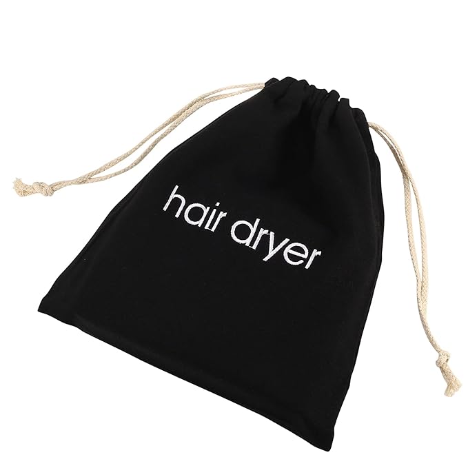 3 | 6 | 8 Pack Hair Dryer Bags Drawstring Bag Container Hairdryer Bag for travel bathroom (8 PCS, Black)
