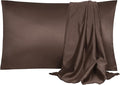 uxcell 2 Pack Silk Satin Pillowcase for Hair and Skin, Cool, Silky, Soft Breathable Pillow Cases Queen Size 20x30 Inch Sateen Pillowcase Brown with Envelope Closure