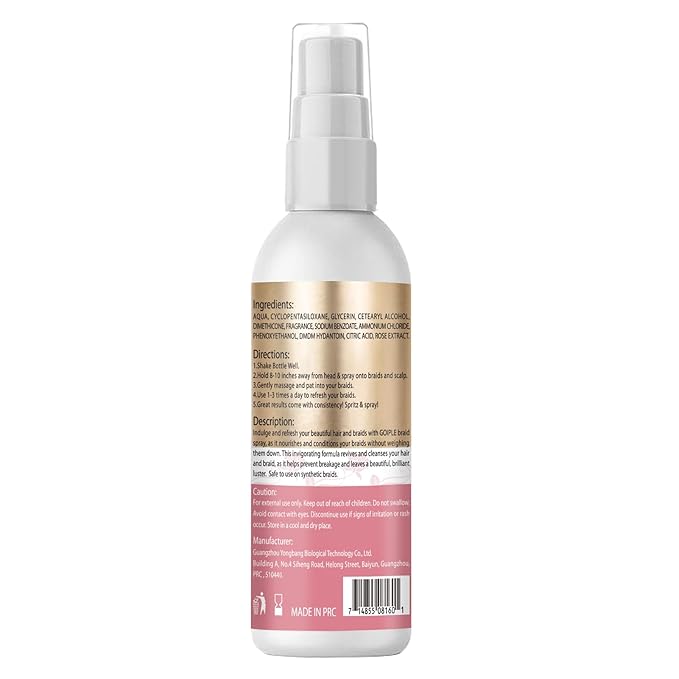 Rose Water Spray Scalp Moisturize Rose Water for Hair Refreshing- Rose Mist for Braid, Locs, Twist, Dreadlock, Rose Spray Medium Bristles for Thick Coarse Detangling Smoothing Wave Styles Set 3.4 floz
