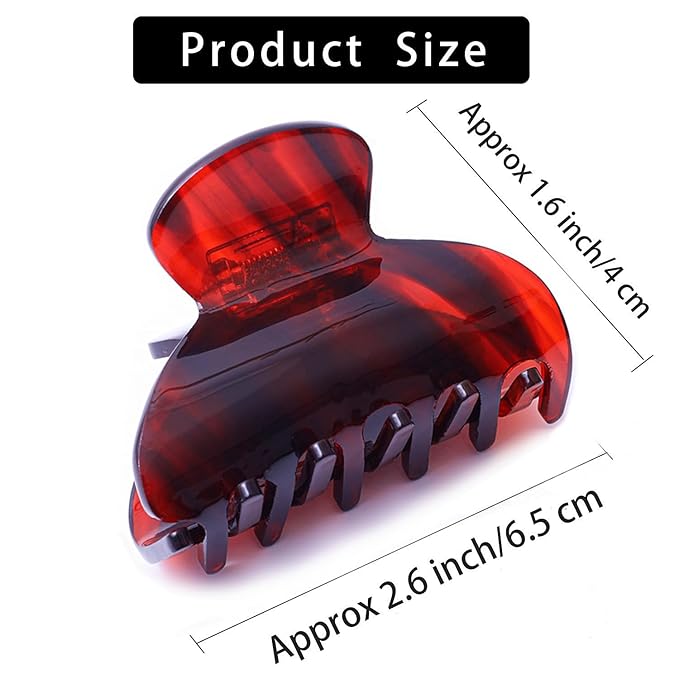 Womens Hair Clips Medium Claw Clips Tortoise Hair Jaw Clips Celluloid Hair Claw Clamps Acetate Hair Clip 3 Pack,Burgundy/Beige/Black