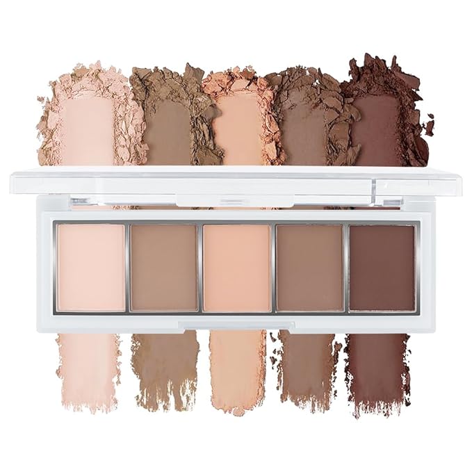 5 Colors Matte Eyeshadow Makeup Palette, 5 Natural Classic Nude Neutral Nude Brown Eyeshadow, Looks for Brown Eyes Women Finish Long Wearing Waterproof Professional Eye Makeup 01#
