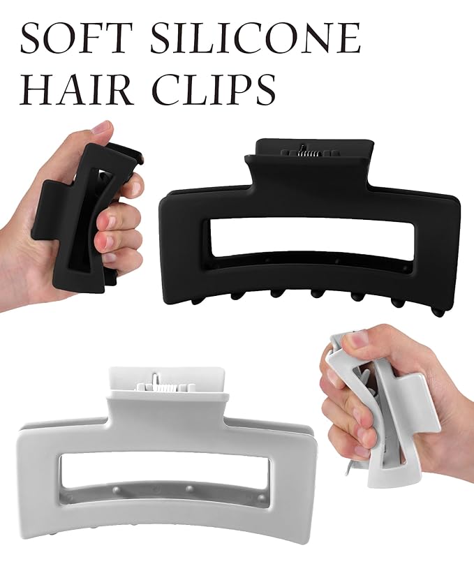 4Pcs Cloud Claw Clips for Women, 4.2 Inch Non-Slip Strong Hold Hair Claws, Unbreakable & Durable TPEE-Silicone Blend, Large Bendable Cozy Hair Clip for Thin/Thick/Curly Hair, All-Day Comfort