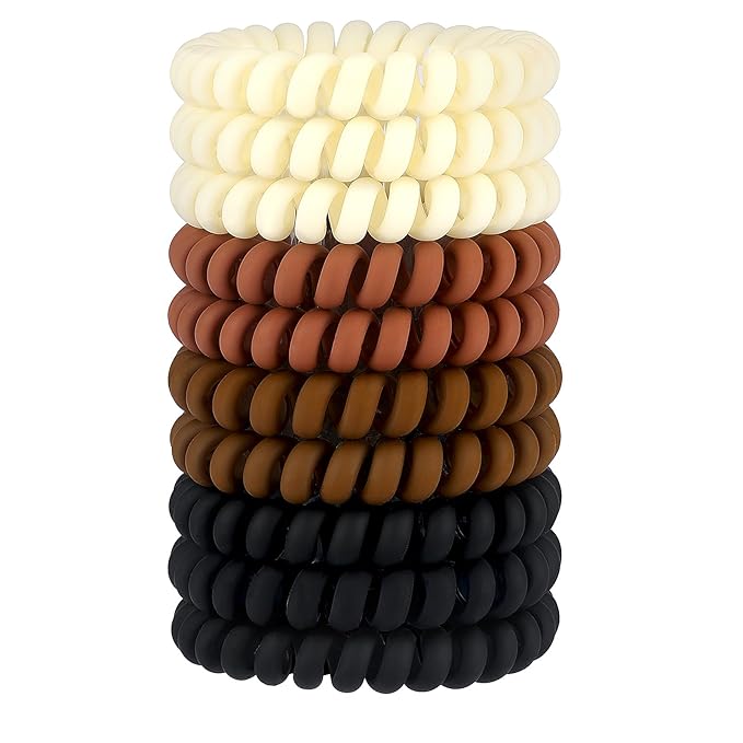 JessLab Spiral Hair Ties for Women, 10-Pack Traceless No-Damage Ponytail Holders, Coils Hair Bands for Girls, Assorted Colors