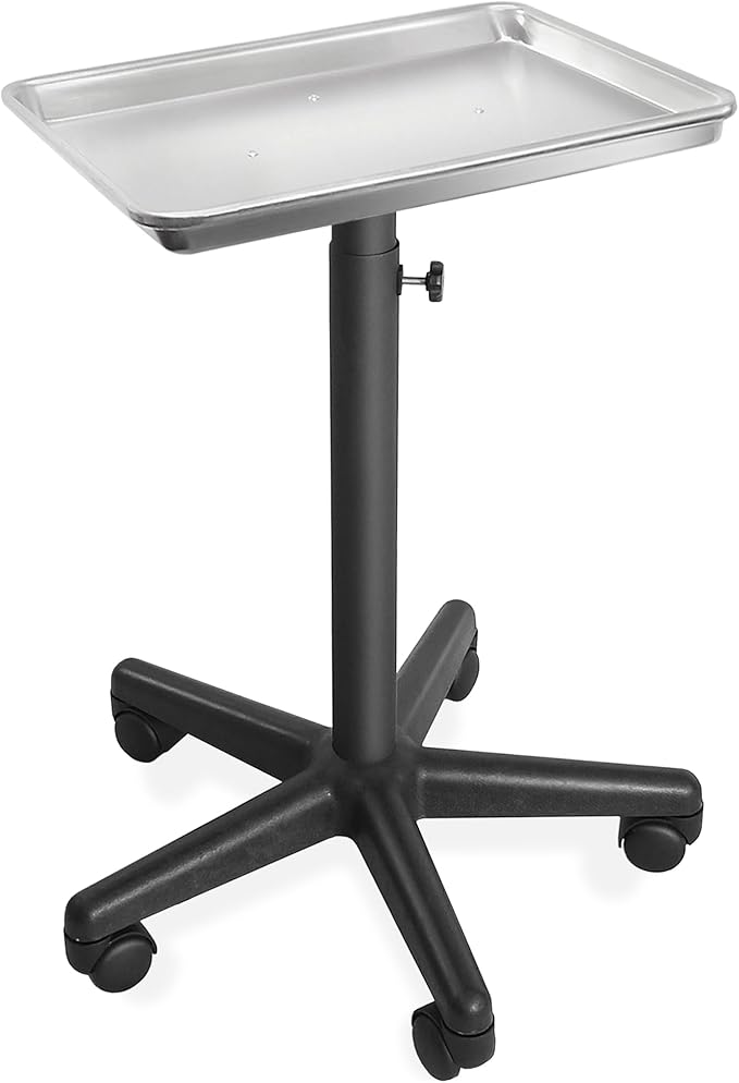 Saloniture Aluminum Salon Instrument Tray, Heavy-Duty Metal Rolling Base