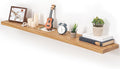 Fun Memories Floating Shelves for Wall, 55"x9.3" Rustic Solid Elm Wood Shelves, Heavy-Duty Wall Mounted Shelves with Invisible Brackets for Living Room, Bedroom, Kitchen, Natural Finish