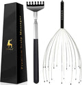 USAGA 20 Fingers Head Massager Scalp Massager Head Scratcher Extendable Back Scratcher, Stocking Stuffers Gift for Scalp Body Relaxing (Black)