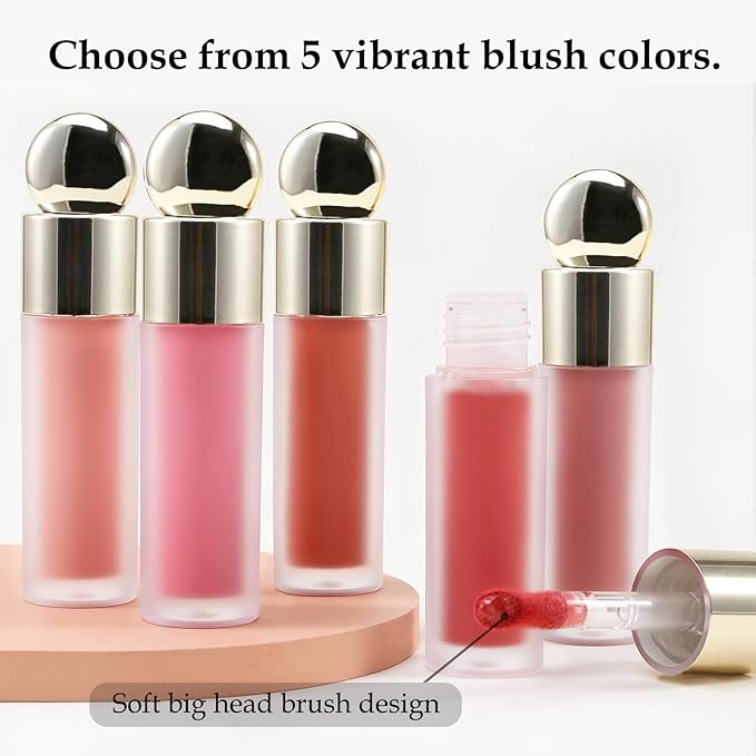 Boobeen Liquid Blush Velvet Cream Blush Makeup Matte Soft Gel Face Blush Makeup for Cheeks, Lightweight Blendable Liquid Blush Stick, Long-lasting Smooth Natural Blush Color