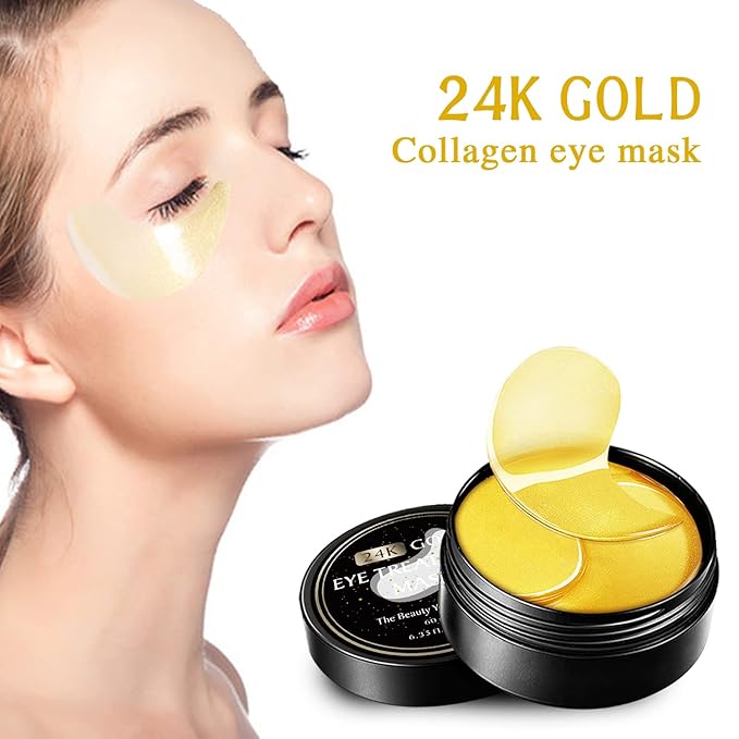Nuonove 30 Pairs Under Eye Mask, 24k Gold Under Eye Patches, Brightening Eye Mask, Collagen Eye Mask Patches, Gold Eye Patches for Puffy Eyes, Wrinkles, Dark Circles, Eye Bags