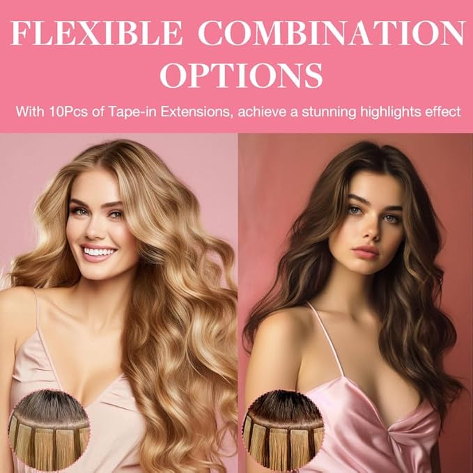 GOO GOO Tape in Hair Extensions Human Hair, 2/6/2 Balayage Dark Brown to Chestnut Brown, 22inch 30g 10pcs, Skin Weft Seamless Invisible, Silky Straight with Thick Ends, Remy Human Hair
