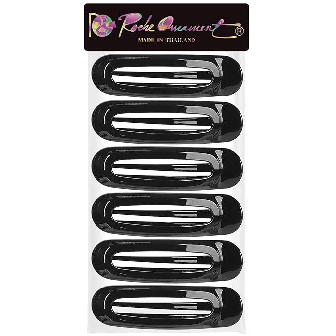 RC ROCHE 6 Pcs Flat Claw Hair Clips for Women Alligator French Barrette Long Thick Hair Duckbill Curved No Slip Grip Lay Flat Side Slide Firm Classic Styling, Large Black