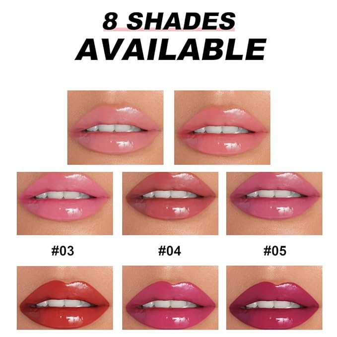 MAEPEOR Nourishing Lip Balm 8 Colors Smooth Moisturizing Lip Glow Gloss Non-Sticky and Long-lasting Hydrating Jelly Lip Balm for Women and Girls (Color 05)