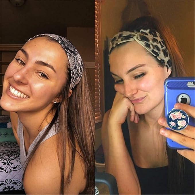 Artilady 6 Pack Wide Boho Headbands for Women - Soft Yoga Elastic Hair Bands for Girls Workout Running Sport Headwrap Non-slip Breathable (Printed)