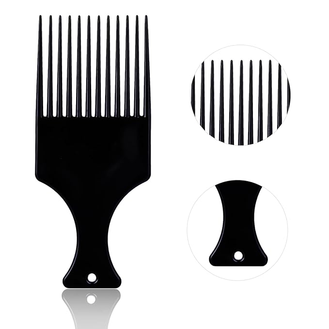 6 Pcs Plastic Afro Pick Comb for Smooth, Wide-Tooth Styling of Natural Curly Hair