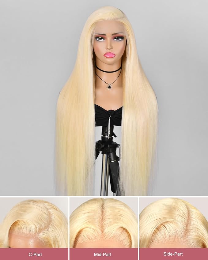 Alididi 613 Lace Front Wig Human Hair 13x4 Blonde Straight Hd Transparent Lace Frontal Wigs Human Hair Pre Plucked With Baby Hair 180% Density Blonde Glueless Wigs Human Hair 22 Inch