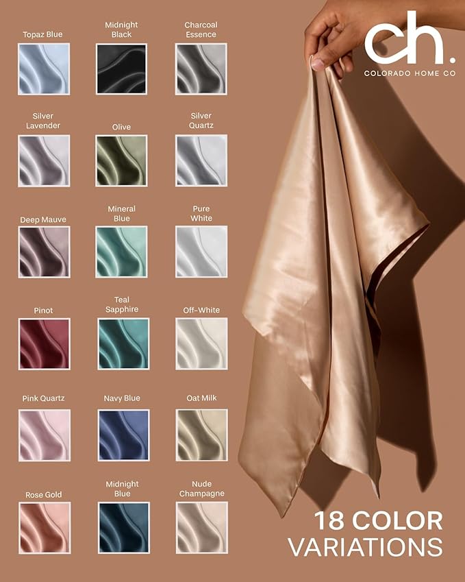 SUNDAYSILKS™ Premium Silk Pillow Cases | 100% Mulberry Silk Pillowcase with Zipper, All Sides Real 22 Momme Grade 6A Silk, Standard Queen, King Size [Mineral Blue]