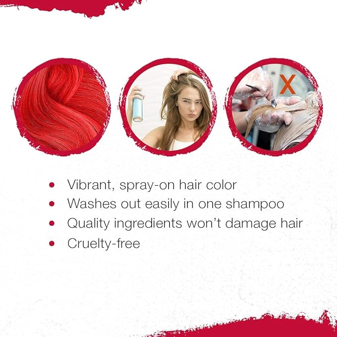 Punky Temporary Hair Color Spray – Cougar Red, Instant Vivid Temporary Hair Dye for Women, Wash Out, Hair-Color Spray, 3.5 oz, 2 Pack
