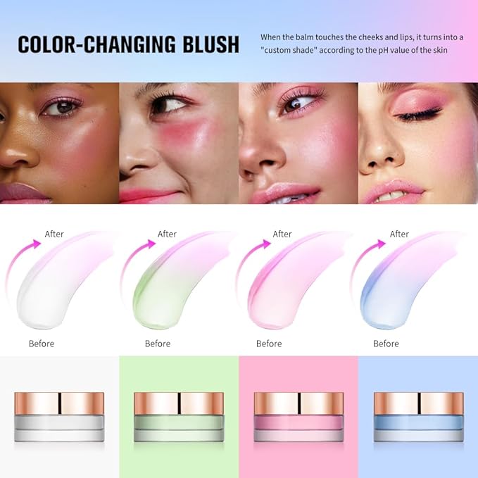 Color Change Blush Clear Liquid Blush Cream Moisturizing Blusher Halo dyeing naturally Blush Rouge Multi-use Makeup Cream For Cheeks Face Lips Waterproof Blush Gel Lip Oil (#2)