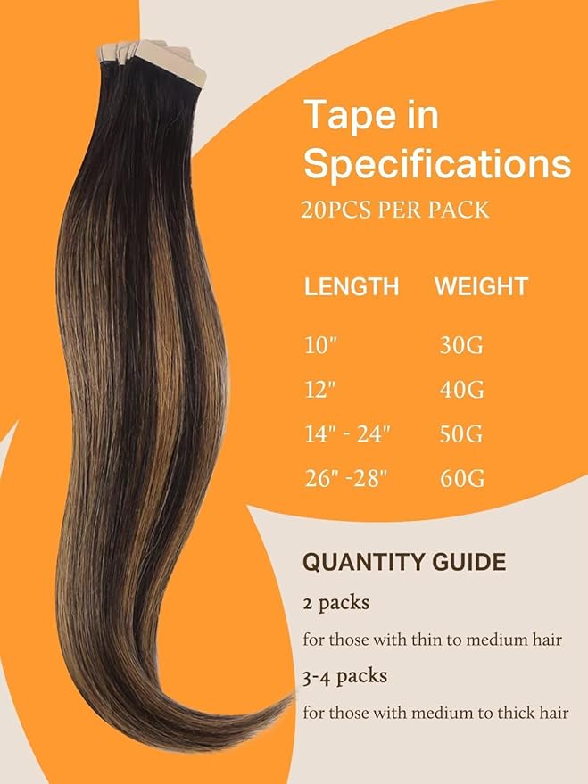 DOORES Tape in Hair Extensions Human Hair, Dark Brown to Chestnut Brown 12 Inch 40g 20pcs, Human Hair Extensions Natural Remy Hair Extensions Straight Hair