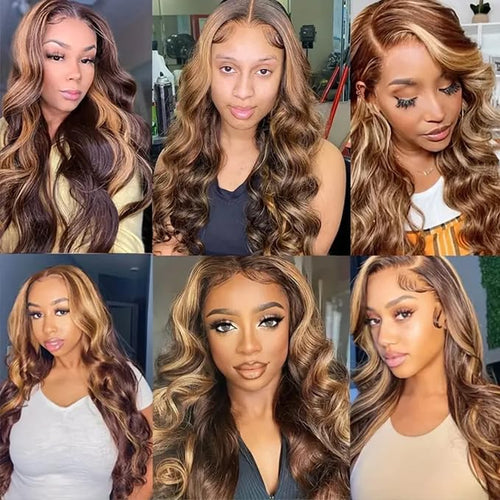 30 32 34 Inch Light Brown Body Wave Bundles Human Hair Ombre Brown Bundles Niegmeag Brazilian Virgin Remy Hair Extensions Double Weft Highlight P1B30 Body Wave Bundle Hair Weave