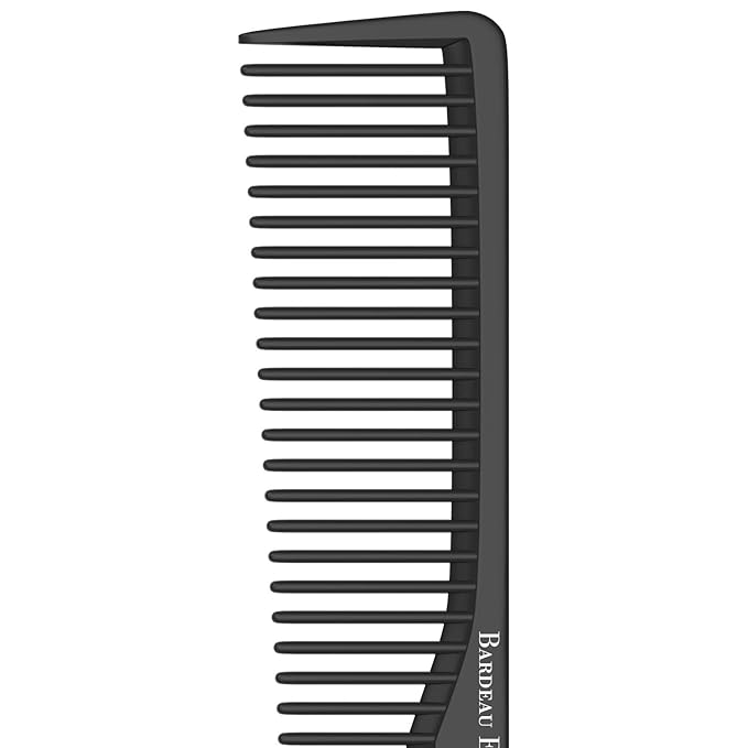 Styling Comb (5 Pack) | Professional 7 Inch Black Carbon Fiber Anti Static Chemical And Heat Resistant Comb For All Hair Types | Fine and Wide Tooth Combs For Men and Women | By Bardeau Essentials